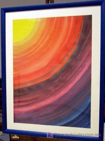 Art: 1431.- ACRILICO 75x61 CON MARCO Y CRISTAL ,,,Anillas cósmicas,,, J.MIR